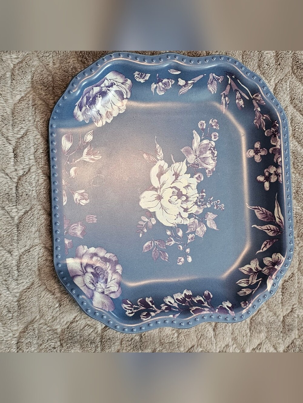 The Pioneer Woman Blue Floral Spoon Rest Scalloped Edge
